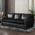 Leather Look Couch Cushion Covers Sofa Seat Slipcovers Sets Couches Furniture Protector for Sectional Armchair Loveseat Pets Kids Stretch Spandex Fabric (3 Cushion Sofa, Black)