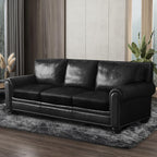 ANARACHON Leather Look Couch Cushion Covers Sofa Seat Slipcovers Sets Couches Furniture Protector for Sectional Armchair Loveseat Pets Kids Stretch Spandex Fabric (3 Cushion Sofa, Black)