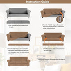 WEERRW 4 Pieces Polyester and Spandex High Stretch Couch Covers for 3 Cushion Couch Sofa Slipcovers, Furniture Protector with Non Slip Elastic Bottom, Feature Soft and Thick Plush Fabric, Camel, Large