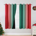 Estelar Textiler Red and Green Ombre Blackout Curtains 52Wx45L 2 Panels