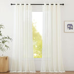 NICETOWN Beige Sheer Curtains Extra Long 135 inch Length for Large Windows, Grommet Soft and Touching Living Room Window Treatments Sweep to Floor for Villa, W54 x L135, 2 Panels