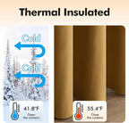 MIULEE Velvet Curtains Gold Elegant Grommet Curtains Fall Thermal Insulated Soundproof Room Darkening Drapes for Classical Living Room Bedroom Decor 52 x 84 Inch Set of 2