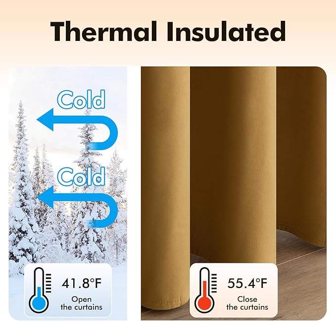 MIULEE Velvet Curtains Gold Elegant Grommet Curtains Fall Thermal Insulated Soundproof Room Darkening Drapes for Classical Living Room Bedroom Decor 52 x 84 Inch Set of 2