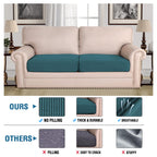 H.VERSAILTEX Super Stretch Individual Seat Covers - Sofa & Couch Cushion Slipcover Sets (Thick Jacquard Textured Twill Fabric, Deep Teal) - 2 Piece Large