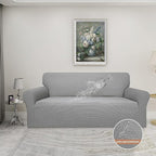 Easy-Going 100% Waterproof Couch Cover, Dual Waterproof Sofa Cover, Stretch Jacquard Sofa Slipcover, Leakproof Furniture Protector for Kids, Pets, Dog and Cat (Oversized Sofa, Light Gray)
