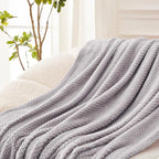 Exclusivo Mezcla Fleece Bed Blanket Twin Size, Super Soft and Warm Blankets for Couch, Sofa and Bed Waffle Textured, Cozy, Fuzzy and Lightweight (Light Grey, 60x80 inches)