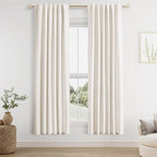 Guken Ivory 100% Blackout Linen Curtains 72 Inch Length 2 Panels Set for Living Room Bedroom Back Tab Thermal Insulated Black Out Drapes Room Darkening Window Curtains 40 Wide