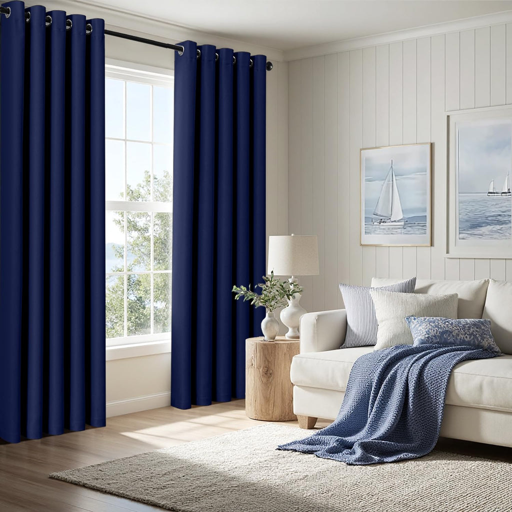 MIULEE Navy Blue Blackout Bedroom Curtains Drapes 84 Inch Long 52"x84"