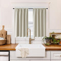 RYB HOME 100% Blackout Short Curtains for Small Window, Thermal Insulated Total Room Darkening Noise Reducing Curtains for Basement Bathroom RV Cars, 29 inches Wide by 36 inches Long, Natural
