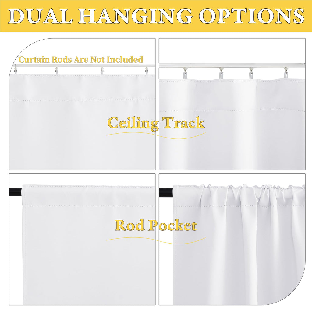 NICETOWN 1 Panel Blackout Door Curtain, Thermal Insulated Privacy Window Covering for Patio French Front Door Sidelight Curtain, Rod Pocket and Ceiling Track, W36 x L72 inch, Pure White