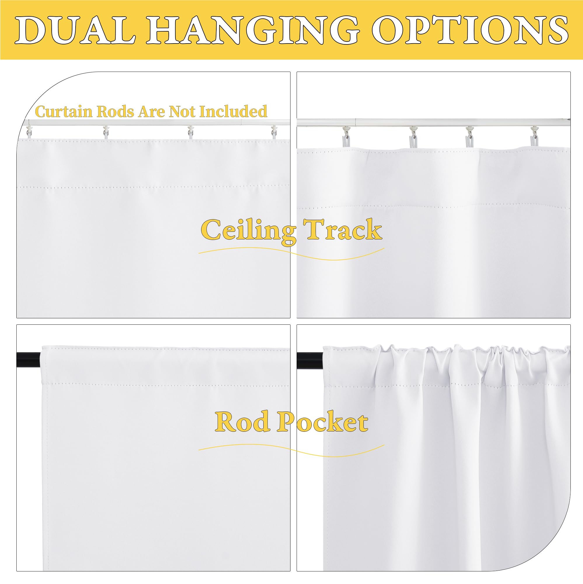 NICETOWN 1 Panel Blackout Door Curtain, Thermal Insulated Privacy Window Covering for Patio French Front Door Sidelight Curtain, Rod Pocket and Ceiling Track, W36 x L72 inch, Pure White