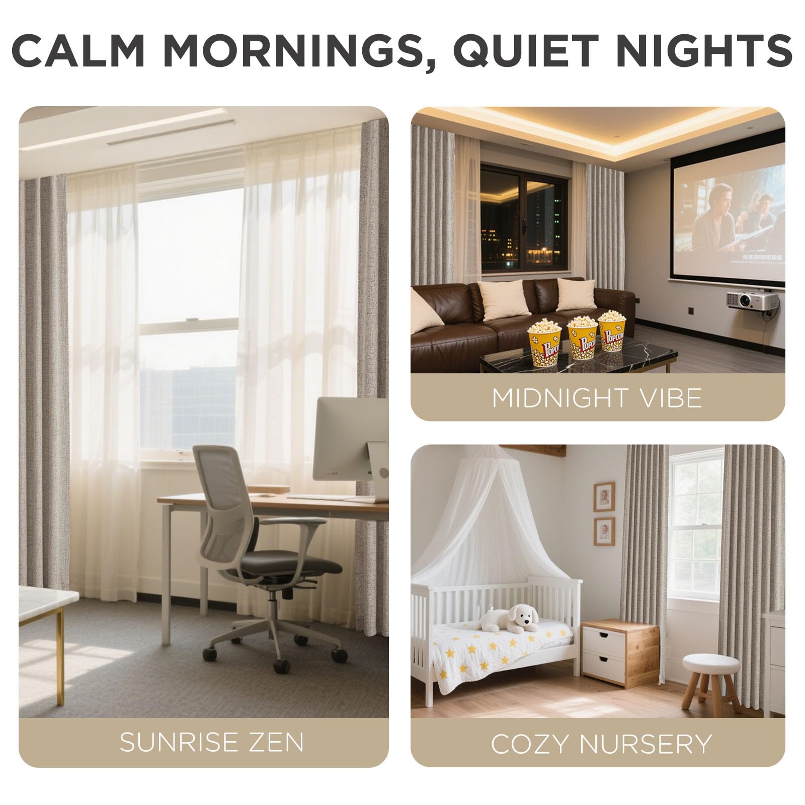 Joydeco Blackout Curtains for Bedroom - 120 Inch Long 100% Light Blocking 2 Panels Set Linen Drapes, Thermal Insulated Room Darkening Curtains, Linen Textured for Living Room, Rod Pocket & Back Tabs