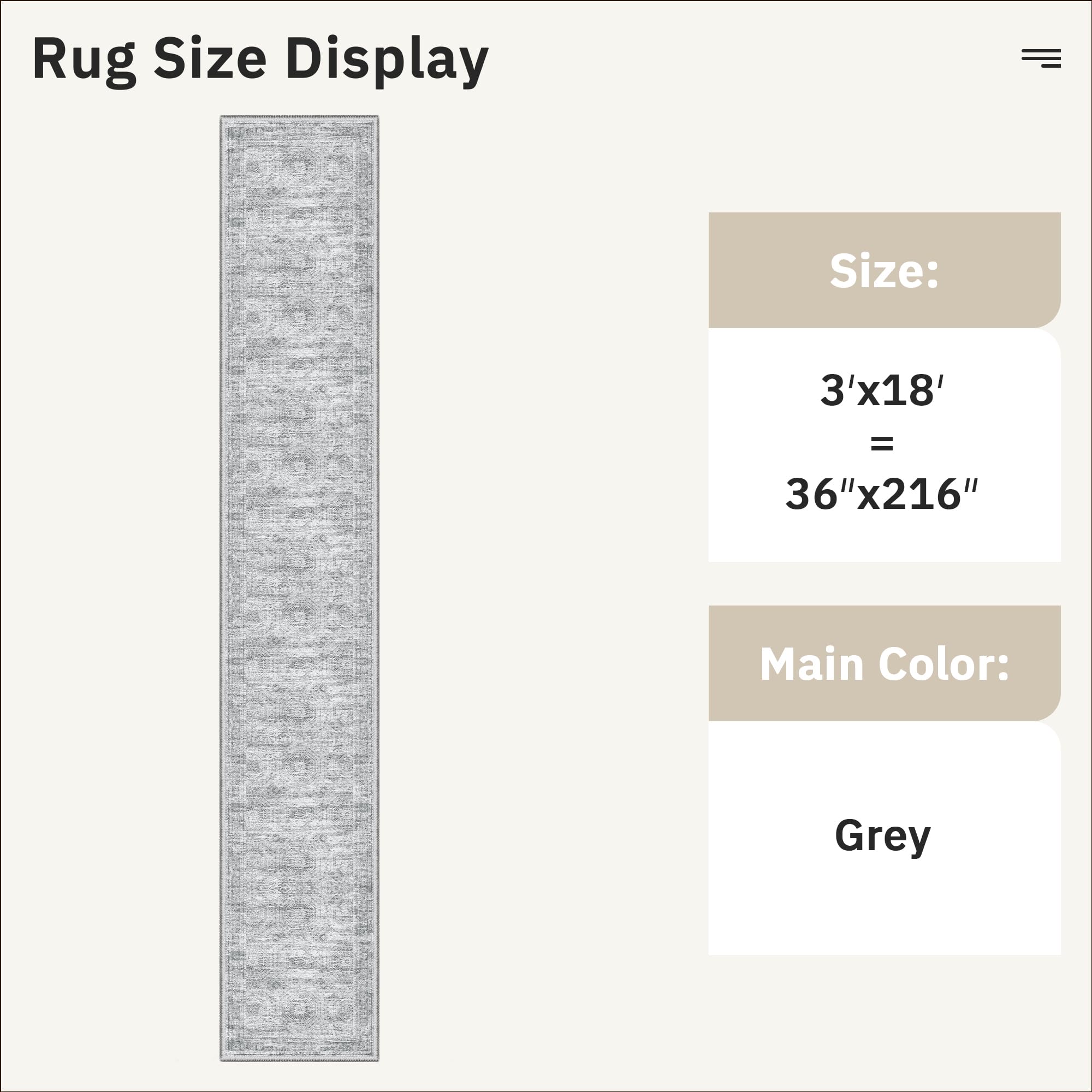 Soalmost Washable Hallway Runner Rug 3x18 Kitchen Entry Rugs Non-Slip, Grey