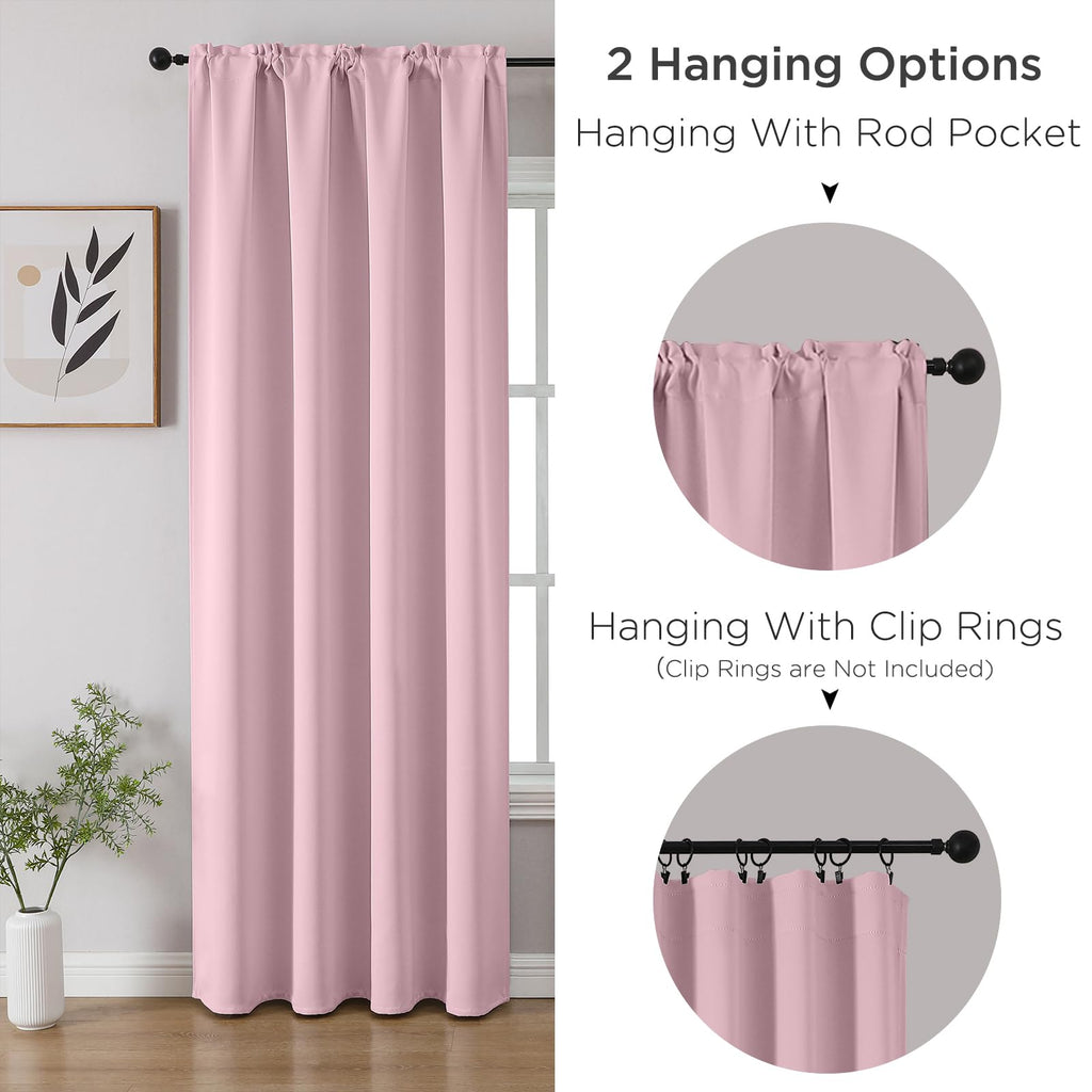 CUCRAF Light Pink Blackout Curtains Customize, Rod Pocket Room Darkening Curtain for Bedroom Living Room, Thermal Insulated Window Drapes 1 Panel (Custom Size, Color)