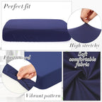 Newwiee Set of 4 Stretch Patio Cushion Covers Sofa Couch Seat Chair Slipcovers Cushion Cover Replacement Furniture Protector for Pets Washable(Navy Blue,Seat Cover,Solid)