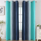 Navy Blue and Teal Gradient Blackout Curtains for Living Room 84 Inch Long
