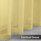 OVZME Mustard Yellow Sheer Curtains 63 Inches Length 2 Panels Rod Pocket Light Weight Soft Curtain Sheers, Voile Drapes for Basement Bathroom Bedroom Living Room, Each is 42W x 63L