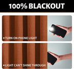 Yakamok Burnt Orange Linen Curtains 100% Blackout 84 Inches Long,Room Darkening Textured Curtains for Living Room Thermal Grommet Bedroom Curtains 2 Panels with White Liner