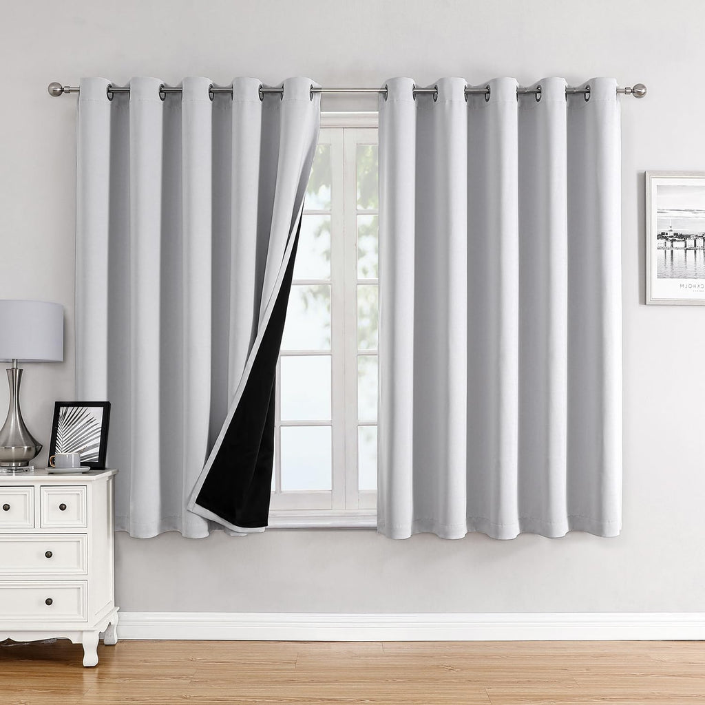 ChrisDowa 100% Blackout Curtains for Bedroom 63 Inches Long 2 Panels Set