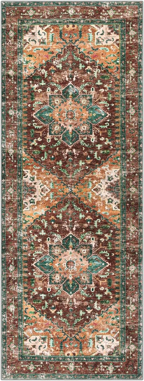 Yamaziot Washable Runner Rug, 2x6 Non-Slip Boho Vintage Hallway Kitchen Rug