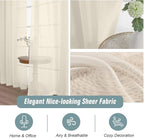 Cream Sheer Curtains for Window 72 inches Long 2 Panels Set, Soft Airy Modern Light Filtering Sheer Curtains for Living Room Bedroom, Dual Rod Pocket Solid Window Drapes, 2x42Wx72L inches