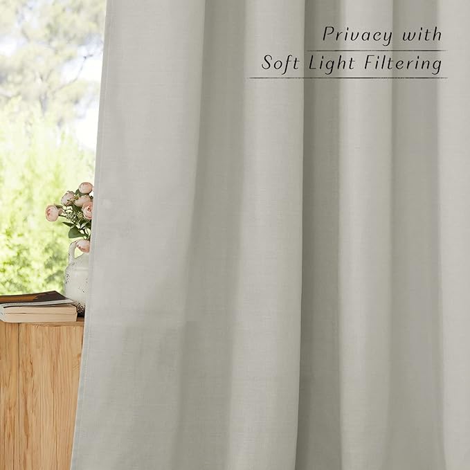 NICETOWN Gray Thick Linen Curtains 72" Length, Grommet Privacy Window Treatments Linen Weave with Light Penetration Vertical Drapes for Farmhouse/Home Office, W42 x L72, 2 Panels