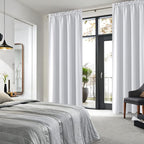 DWCN White Room Darkening Curtains for Bedroom, 60 x 84 inches Long - Energy Saving Privacy Window Drapes, Set of 2 Rod Pocket Curtain Panels