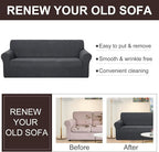 U-NICE HOME Stretch Couch Cover Sofa Cover Sofa Slipcover Furniture Protector for 4 Cushion Couch Sofa Pet Friendly(Oversized Sofa, Dark Grey)