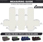 TAOCOCO 100% Waterproof Recliner Sofa Cover, Non Slip Split Couch Covers for Reclining Couches with Elastic Straps, Reclining Sofa Cover Furniture Protector for Kids Pets(3 Seater, Charcoal Gray)