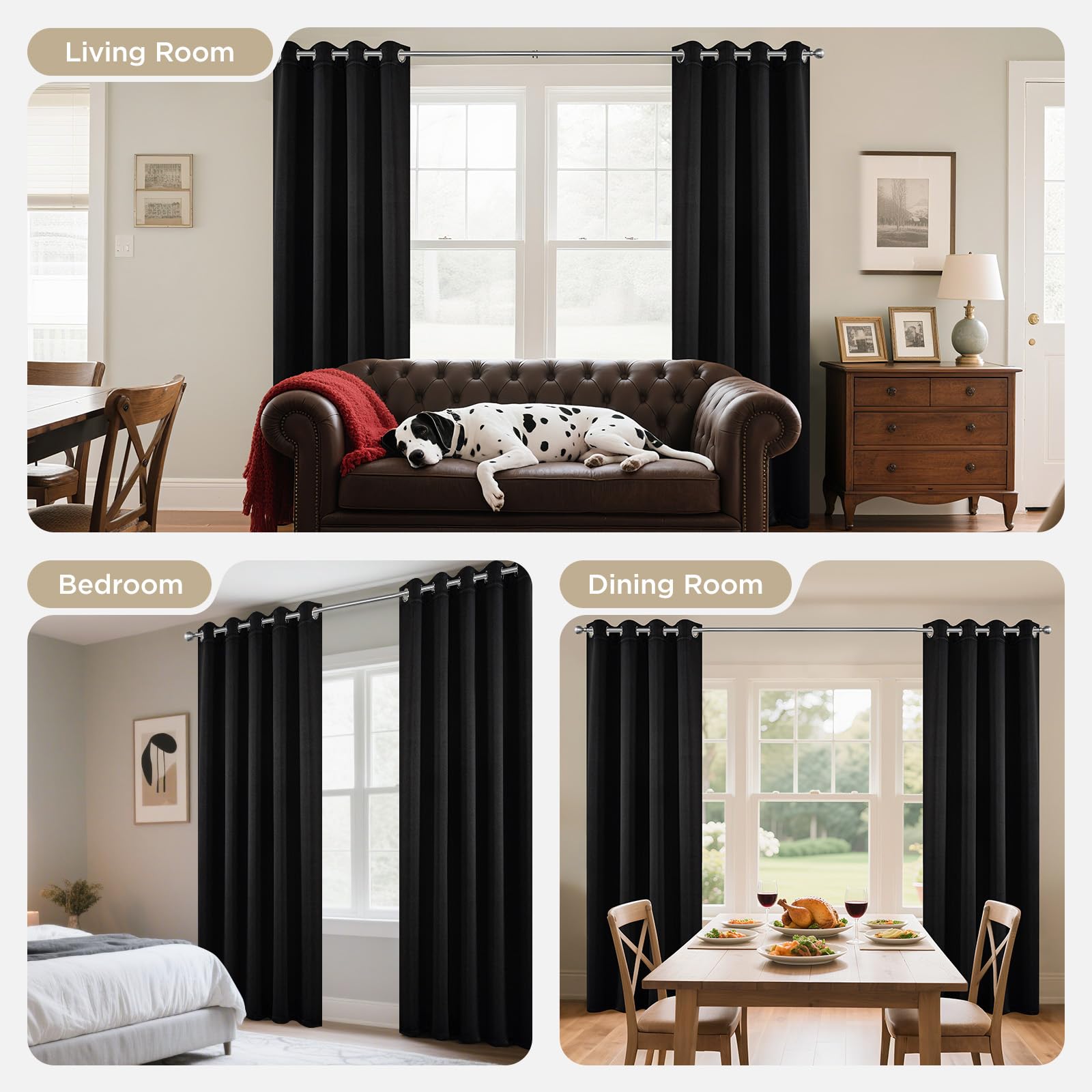 Joydeco Blackout Curtains 84 Inch Length 2 Panels Set, Thermal Insulated Long Drapes 2 Burg, Room Darkening Grommet Drapes for Living Room Bedroom Window