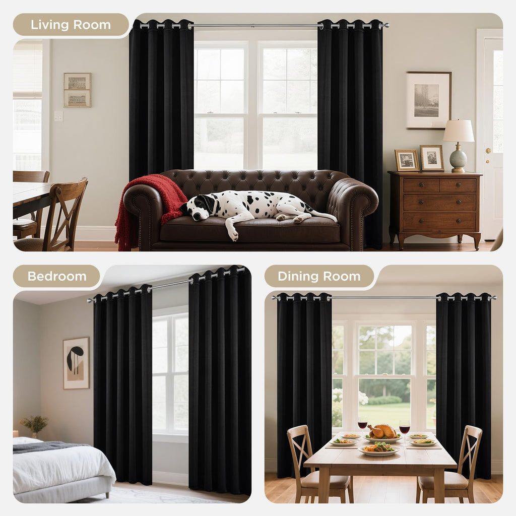 Joydeco Blackout Curtains for Bedroom 84 Inch - Black Out Curtains with Grommets Thermal Insulated Room Darkening Light Blocking, Noise Reducing & Wrinkle-Free Drapes for Living Room Windows, 2 Panels