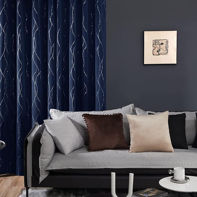 Deconovo Living Room Curtains 63 Inches Long, Blackout Curtains for Bedroom