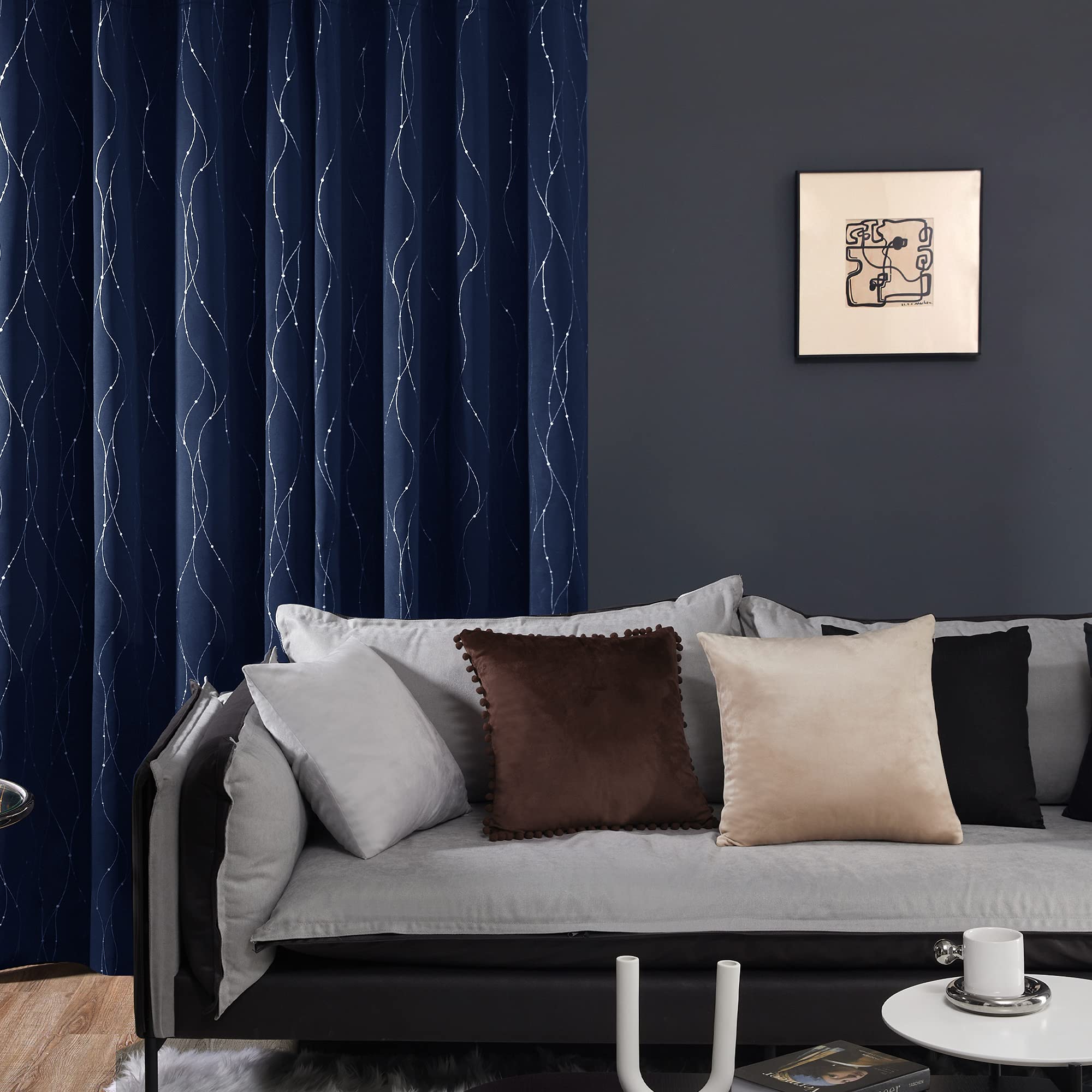 Deconovo Living Room Curtains 45 Inches Long, Blackout Curtains for Bedroom