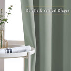 NICETOWN Room Darkening Curtains for Room Divider, Grommet Thermal Curtains Light & Sound Reducing Window Treatments for Sliding Glass Door, W66 x L118, Sage Green, 2 Panels