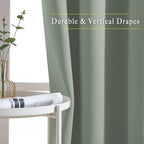 NICETOWN Short Blackout Sage Green Curtains for Bedroom - Energy Saving Thermal Insulated Solid Grommet Room Darkening Small Window Treatments for Kitchen/Cafe, 2 Panels, W34 x L50