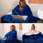 JIAHANNHA Classic Blue Throw Blanket Fleece Blanket Throw Size(50 by 60 Inches),Super Soft Cozy Plush Blanket for Couch Sofa Bed,Lightweight Warm Bed Blankets for Adults,All Season