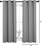 NICETOWN Bedroom Curtains Blackout Drapery Panels, Three Pass Microfiber Thermal Insulated Solid Ring Top Blackout Window Curtains/Drapes (Two Panels, 34 x 54 inches, Silver Grey)