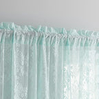 YJ YANJUN Vintage Lace Curtains 96 Inches Long-Victorian Floral Pattern Aqua Sheer Curtain Panels for Living Room Bedroom,Light Filtering, Shabby Chic Memaid Beach Drapes 2 Panels 52W x 96L