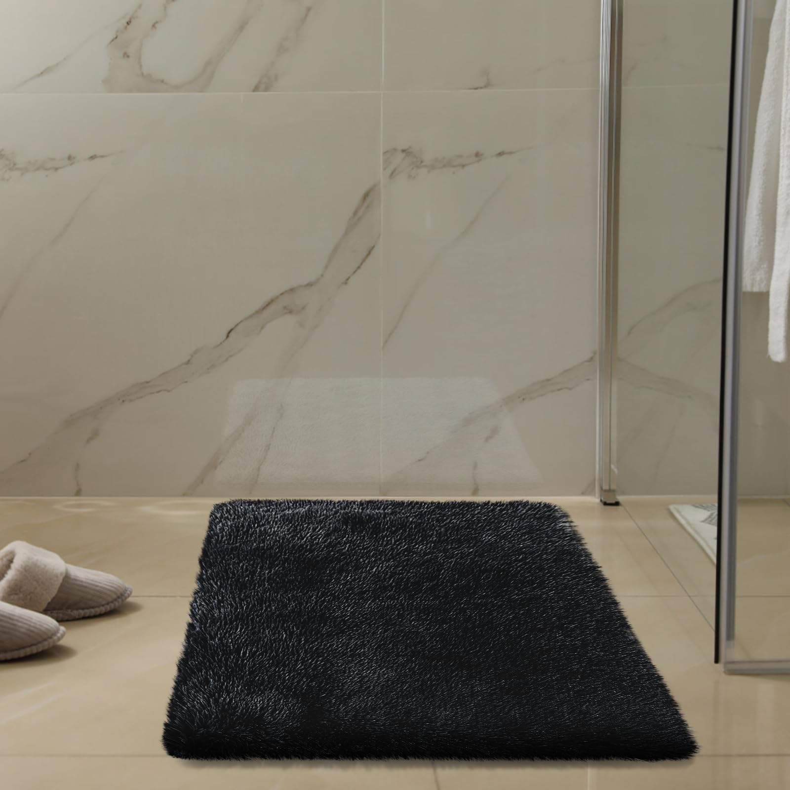 yulidayang 2x3 Area Rugs for Bedroom,Black Small Fluffy Shag Rug