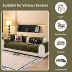 Velvet Couch Cover, Washable Sectional Sofa Cover, Anti Slip Sofa Slipcover for 3 Cushion Couch Sofa L Shaped Armrest Backrest, Furniture Protector Covers for Pets Kids(1PC,Green,36"×36")