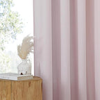 NICETOWN Blush Pink Linen Curtains for Kitchen, Thick Flax Small Window Treatments Semi Sheer Privacy Assured with Light Through for Cafe/Bathroom, W55 x L102, 2 Panels