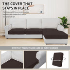 Easy-Going Stretch 3 Pieces Couch Cushion Covers for Sectional Sofa Left/Right L Shape Chaise Lounge Sofa Seat slipcover Anti-Slip Sofa Cover Soft (2 Seater + 1 Chaise, Chocolate)