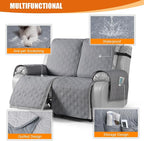 VANSOFY Waterproof Recliner Couch Covers, Sofa Covers 1-Piece Washable Reclining Sofa Cover Non-Slip Furniture Protector with Elastic Straps Pocket for Dogs, Pets(Light Gray,Oversized 2 Seater)