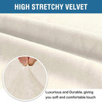 H.VERSAILTEX Stretch Sofa Covers Large Couch Covers Sofa Slipcovers Furniture Protector Soft with Non Slip Elastic Bottom, Feature Thick Comfy Rich Velour (XL Sofa, Ivory)