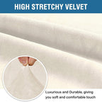 H.VERSAILTEX Stretch Velvet Armchair Cover Couch Covers 1 Cushion Chair Slipcover for Living Room Furniture Cover Crafted from Thick Comfy Rich Velour (Chair 31"-49", Ivory)
