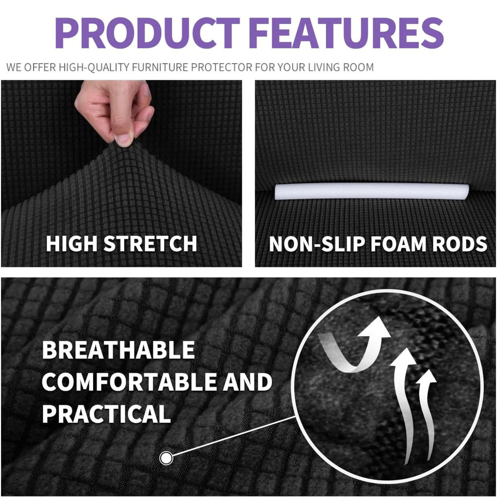 ZNSAYOTX Super Stretch Couch Cover (72"-92") Universal Sofa Covers with Elastic Bottom, Dog Cat Pets Friendly Washable Furniture Protector Fitted Sofa Slipcovers Stay in Place (Black, Sofa)