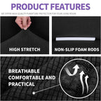 ZNSAYOTX Super Stretch Couch Cover (72"-92") Universal Sofa Covers with Elastic Bottom, Dog Cat Pets Friendly Washable Furniture Protector Fitted Sofa Slipcovers Stay in Place (Black, Sofa)