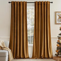 MIULEE Velvet Curtains 63 inches - Luxury Blackout Curtains for Bedroom Living Room Thermal Insulated Super Soft Window Drapes Rod Pocket & Back Tab, Gold Brown, W52 x L63 inches, 2 Panels