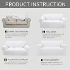 Easy-Going Stretch Oversized Loveseat Slipcover 1-Piece Sofa Cover Furniture Protector Couch Soft with Elastic Bottom for Kids Polyester Spandex Jacquard Fabric Small Checks Snow White