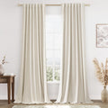 Guken 100% Blackout Linen Curtains 84 Inch Length 2 Panels Set for Living Room Bedroom Back Tab Thermal Insulated Black Out Drapes Room Darkening Farmhouse Style for Bedroom Window Curtains 52x84